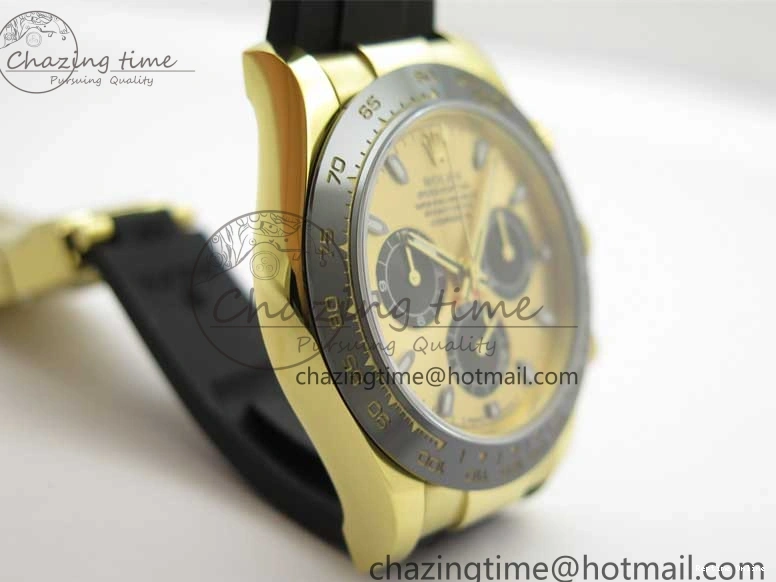 0501 Sporty Daytona 116518 KKF 1:1 Best Edition 904L Steel YG Black Dial on Rubber Strap A 2455